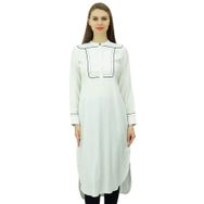 Phagun Tasarımcı Hint Suni İpek Punjabi Kurta Etnik Düz Günlük Kurti Beyaz Kadın Tunik