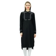 Phagun Tasarımcı Hint Suni İpek Punjabi Kurta Etnik Düz Günlük Kurti Siyah Kadın Tunik