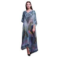 Phagun Tavuskuşu Mughal Uzun Plaj Kaftan Bikini Örtü Maksi Açık Lavanta Mavisi Kadın Elbise