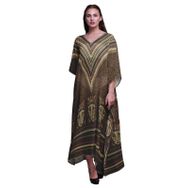 Phagun Tribal Afrikalı Uzun Plaj Kaftan Bikini Örtü Maksi Ceviz Kahverengi Kadın Elbise