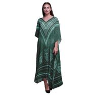 Phagun Tribal Afrikalı Uzun Plaj Kaftan Bikini Örtü Maksi Koyu Cam Göbeği Yeşil Kadın Elbise