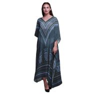 Phagun Tribal Afrikalı Uzun Plaj Kaftan Bikini Örtü Maksi Oxford Mavisi Kadın Elbise