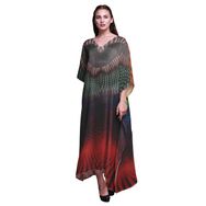 Phagun Tribal Feather Uzun Plaj Kaftan Bikini Örtü Maksi Kırmızı Kadın Elbise