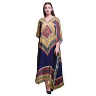 Phagun Uzun Plaj Kaftan Bikini Örtü Maksi Lacivert Kadın Elbise