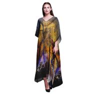 Phagun Uzun Plaj Kaftan Bikini Örtü Maksi Medium Sarı Kadın Elbise