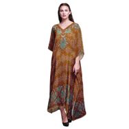 Phagun Uzun Plaj Kaftan Bikini Örtü Maksi Medium Turuncu Kadın Elbise