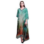 Phagun Uzun Plaj Kaftan Bikini Örtü Maksi Yeşil Kadın Elbise