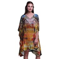 Phagun Yeşil Mughal Anıtları Kısa Plaj Kaftan Bikini Örtü Midi Sarı Kadın Elbise