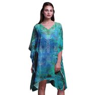 Phagun Yeşil Mughal Anıtları Kısa Plaj Kaftan Bikini Örtü Midi Turkuaz Yeşil Kadın Elbise