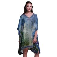 Phagun Yeşil Tavuskuşu Mughal Plaj Kaftan Bikini Örtü Midi Kısa Kaftan Lavanta Mavisi Kadın Elbise