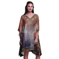 Phagun Yeşil Tavuskuşu Mughal Plaj Kaftan Bikini Örtü Midi Kısa Kaftan Şeftali Kadın Elbise