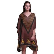 Phagun Yeşil Tribal Afrikalı Kısa Plaj Kaftan Bikini Örtü Midi Kan Kırmızısı Kadın Elbise