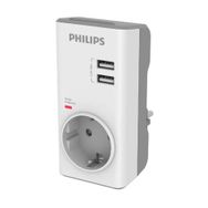 Philips CHP4010W Beyaz Tekli Akım Korumalı (2.4A USB-A) 380J Prot Priz