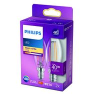 Philips Led Classic 40W B35 Led Mum Filament Ampul 2700K Sarı Işık E14 İnce Duy Dim Edilmez 2'li Eko Paket