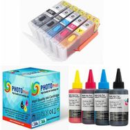 Photo Print Canon Pixma İX6850 PGI-550XL CLI-551XL Uyumlu Kolay Dolan Kartuş Seti ve 5 Renk Mürekkep Seti