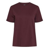 Pieces Pcria Ss Fold Up Solid Tee Noos Bc Tawny Port Kadın T-shirt