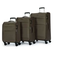 Pierre Cardin 4200 Ultra Light Hafif Lüx Kumaş Tekerlekli Kahverengi 3'lü Set Valiz