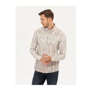 Pierre Cardin 50259466-VR011 Bej Desenli Erkek Gömlek