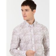 Pierre Cardin 50259504-VR011 Bej Desenli Erkek Gömlek