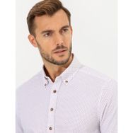 Pierre Cardin 50266529-VR014 Bordo Desenli Erkek Gömlek