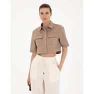 Pierre Cardin 50284674-VR011 Bej Desenli Kadın Gömlek