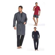 Pierre Cardin 5560 Lacivert 5'li Penye Ropdöşambır Damat Pijama Set