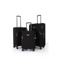 Pierre Cardin 6000 3'lü Set Siyah Ultra Light Hafif Lüx Kumaş Tekerlekli Valiz