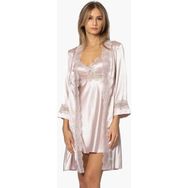 Pierre Cardin 6010 Pudra 6'lı Saten Gecelik Sabahlık Çeyiz Seti