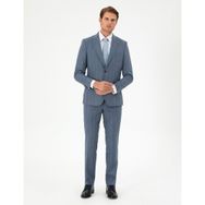 Pierre Cardin Erkek Koyu Mavi Slim Fit Çizgili Yün Kaşmir Karışımlı Takım Elbise 50291986-VR032 - 54 - 6 Drop