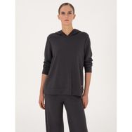 Pierre Cardin Kadın Antrasit Oversize Modal Karışımlı Kapüşonlu Sweatshirt 50314972-VR006