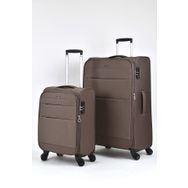 Pierre Cardin PC4200 Kahve Ultra Light Hafif Lüx Kumaş Büyük Boy ve Kabin Boy 2'li Valiz Seti