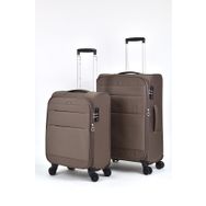 Pierre Cardin PC4200 Ultra Light Hafif Kahve Lüx Kumaş Orta Boy ve Kabin Boy 2'li Valiz Seti