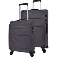 Pierre Cardin PC4200 Ultra Light Hafif Lüx Kumaş 2'li Orta Boy Kabin Boy Gri Valiz Seti