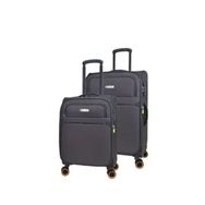 Pierre Cardin PC6000 Ultra Light Hafif Lüx Kumaş Orta Boy Kabin Boy Gri 2'li Valiz Seti