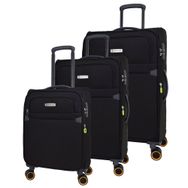 Pierre Cardin PC6000 Ultra Light Hafif Lüx Kumaş Siyah 3'lü Valiz Seti