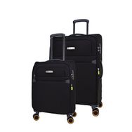 Pierre Cardin PC6000 Ultra Light Hafif Siyah Lüx Kumaş Büyük Boy ve Kabin Boy 2'li Valiz Seti