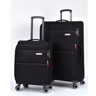 Pierre Cardin PC6050 Ultra Light Siyah Kumaş Büyük Boy ve Kabin Boy 2'li Valiz Seti