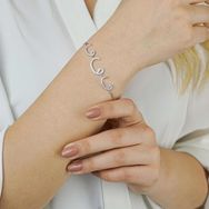 Pigado 925 Ayar Gümüş Zirkon Taşlı Vav Model Bayan Bileklik