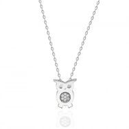 Pigado Sertifikalı Qr Kodlu Gümüş Swarovski Taşlı Baykuş Kolye