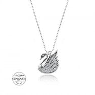 Pigado Sertifikalı Qr Kodlu Gümüş Swarovski Zirkon Kuğu Kolye