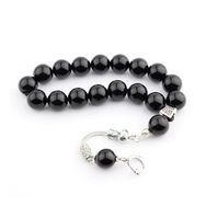 Pigado Siyah Oniks Doğal Taş 12 mm 17'li Efe Tesbihi