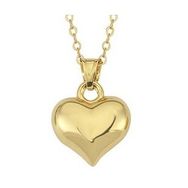 Pilelistore 925 Ayar Gümüş 3 Boyutlu Gold Kalp Kadın Kolye