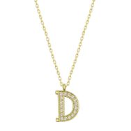 pilelistore 925 Ayar Gümüş Gold D Harfi Kadın Gümüş Kolye
