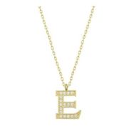 pilelistore 925 Ayar Gümüş Gold E Harfi Kadın Gümüş Kolye