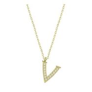 Pilelistore 925 Ayar Gümüş Gold V Harfi Kadın Gümüş Kolye