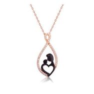 pilelistore 925 Ayar Gümüş Kalpli Anne Çocuk Gümüş Kolye
