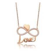 pilelistore 925 Ayar Gümüş Kalpli Sonsuzluk Love Kadın Gümüş Kolye