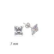 Pilelistore 925 Ayar Gümüş Kare Tek Taş Zirkon Küpe - 5 mm