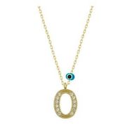 pilelistore 925 Ayar Gümüş Nazar Gold Ö Harfi Kadın Gümüş Kolye