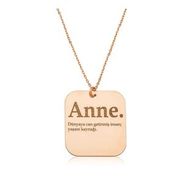 Pilelistore 925 Ayar ?Gümüş Rose Anne Yazılı Plaka Kolye